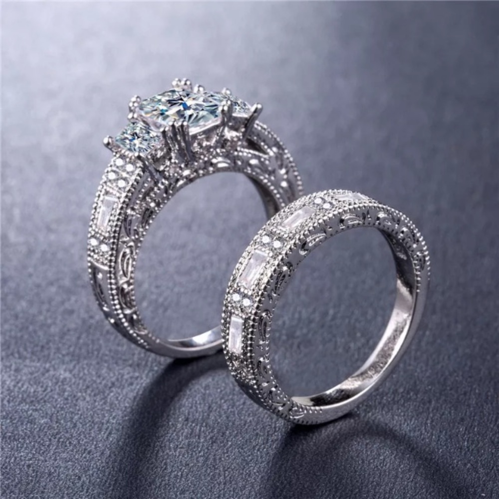 💐 White Sapphire 2 pc. Set in .925 - Picture 4 of 5